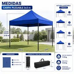 GENERICO - CARPA PLEGABLE MAXIMA PROTECCION 3X3