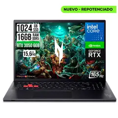 ACER - Portátil Nitro 16 Gamer RTX 3050 6GB Intel Core 7 240H 16GB RAM DDR5 SSD 1024GB 16” WUXGA 165Hz