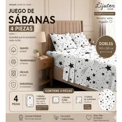 GENERICO - Juego de Sábanas Doble Algodón 200 Hilos / Suaves y duraderas