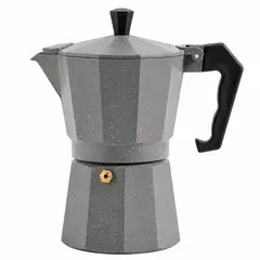 ONE PIXEL - Cafetera Moka Italiana 6 Tazas En Aluminio Gris 150ml Sabor Autentico