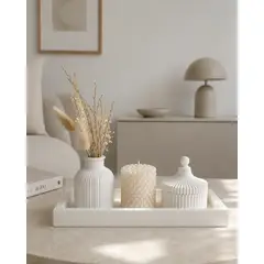 GENERAL - Decoración para Sala con Floreros Modernos y Bandeja