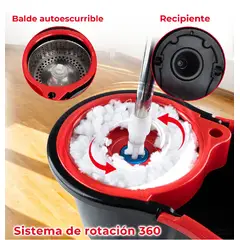 CHINA GLAZE - Trapero Mágico Autoescurrible con Mopas de Microfibra Ecológica, Cabezal Giratorio 360°