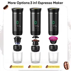 GENERICO - Cafetera Espresso Portátil Recargable para Café Molido y Cápsulas