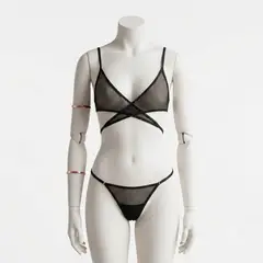 GENERICO - Conjunto Lencería Femenina Brasier Top Tanga Brasilera Ajustable