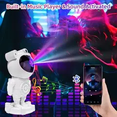 GENERICO - Proyector Galaxias Luna Astronauta Bluetooth Parlante Niños Estructura Blanco Pantalla Negro