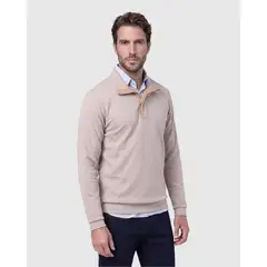 PATPRIMO - Buzo Con Cuello De Botones  Para Hombre Café