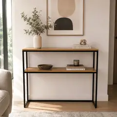 LJ HOME - Mueble Recibidor Premium - Tipo industrial Madera Melamina Madrid Entrepaño