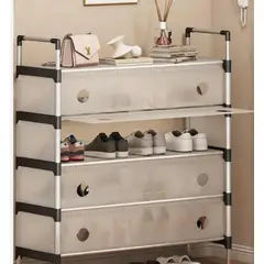 POLASUP - Zapatero Metálico 6 Niveles Cerrado Antipolvo Organizador De Zapatos Multiuso Ahorra Espacio