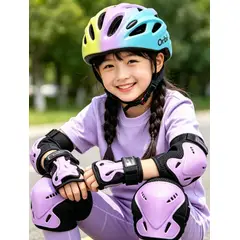 CANARIAM - Kit De Proteccion Lila Con Casco Orbi Tricolor