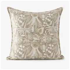 ZUKKA - Cojín Decorativo Toscana Beige Botánico 45 × 45 × 18 cm en Tela Aquaclean Extreme con Relleno Incluido