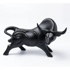 GENERICO - Figura escultura decorativa toro moderno abstracto negro 26 cm
