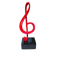 GENERICO - Figura escultura decorativa nota musical roja poliresina 26 cm