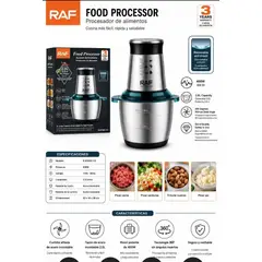 GENERICO - Procesador de Alimentos RAF 2.0 Litros 400W de Acero Inoxidable