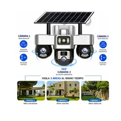 TECNOHOGAR JS - Cámara Solar Wifi 3 Lentes Robotica Seguimiento Automático