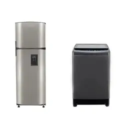 HACEB - Combo Nevera 311 Lts Inox + Lavadora 12.5 Kg Gris
