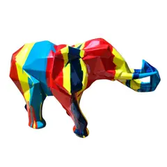 GENERICO - Figura escultura decorativa elefante abstracto multicolor 30x18 cm