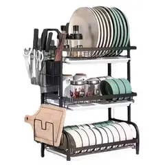 HOMMI - Escurridor de Platos Regulable en Acero Inoxidable Negro