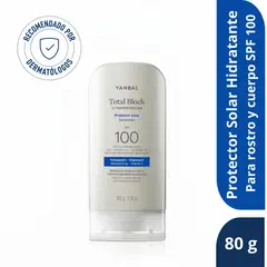 YANBAL - Protector Solar Total Block SPF 100 Ultraprotección Hidratante 80 g