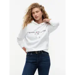 TOMMY HILFIGER - Suéter blanco heritage con gorro