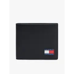 TOMMY HILFIGER - Billetera negra heritage de cuero