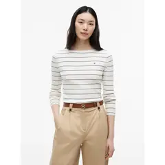 TOMMY HILFIGER - Saco multicolor de cuello barco con diseño de rayas