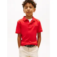 TOMMY HILFIGER - Polo rojo Para Niño de punto interlock de corte regular