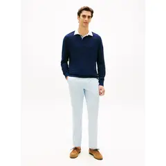 TOMMY HILFIGER - Pantalón celeste chino Harlem de sarga con pierna cónica