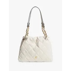 TOMMY HILFIGER - Bolso beige tote acolchado con monograma TH
