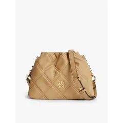 TOMMY HILFIGER - Bolso beige mensajero acolchado con cadena y monograma