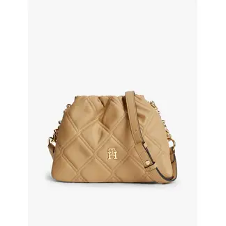 TOMMY HILFIGER - Bolso beige mensajero acolchado con cadena y monograma