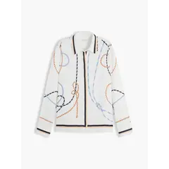 TOMMY HILFIGER - Blusa blanca de corte regular con estampado de cuerdas