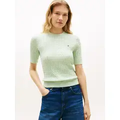 TOMMY HILFIGER - Saco verde de manga corta y corte slim con rayas