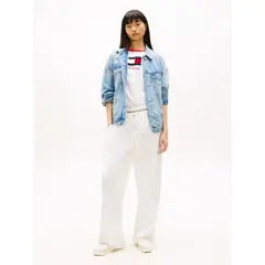 TOMMY HILFIGER - Pantalón con cordón, calado y lino