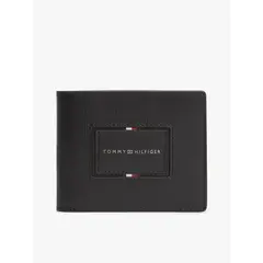 TOMMY HILFIGER - Billetera negra de cuero plegable
