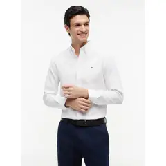 TOMMY HILFIGER - Camisa de corte regular manga larga con tejido dobby
