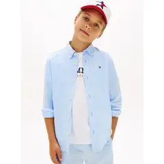 TOMMY HILFIGER - Camisa celeste Para Niño de lino de corte relaxed