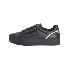 TOMMY HILFIGER - Tenis negro de cuero con suela gruesa