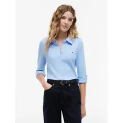 TOMMY HILFIGER - Camisa celeste de piqué 1985 de corte slim