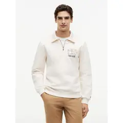 TOMMY HILFIGER - Saco de rugby con cremallera de un cuarto y logo
