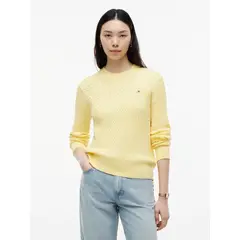 TOMMY HILFIGER - Saco amarillo de punto trenzado fino