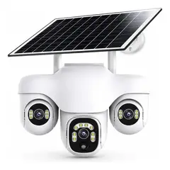 GENERICO - Cámara Seguridad Exterior Solar WiFi Triple Lente