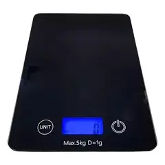 GENERICO - Balanza Pesa Digital Gramera De Cocina Vidrio Slim 5 Kilos Negro 5 Kg