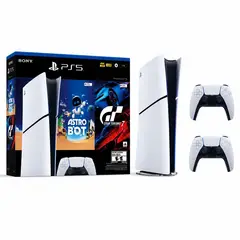 SONY - Consola PS5 Slim Digital 825GB + 2 Controles DualSense + Astro Bot + Gran Turismo 7