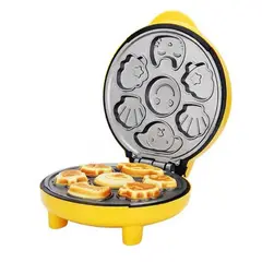HOMMI - Wafflera Infantil de Figuras Antiadherente 1000W Amarilla