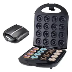 HOMMI - Máquina Profesional para 16 Mini Donas Antiadherente Negra