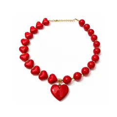 GENERICO - Maxi Collar Bola De Chicle Ábaco Con Dije Para Mujer - Rojo