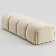 GENERICO - Luccena puff moderno color blanco hueso tela pana