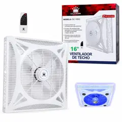 GENERICO - Ventilador de Techo Gold Crown 16” Luz LED Bicolor + Control Remoto