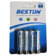 BESTON - 4 Baterías Pilas Aaa Carbón 1.5 V