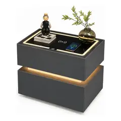 GENERICO - MESA DE NOCHE FUTURISTA ULTIMA GENERACION CON CAJON DE SEGURIDAD LUCES Y PARLANTES